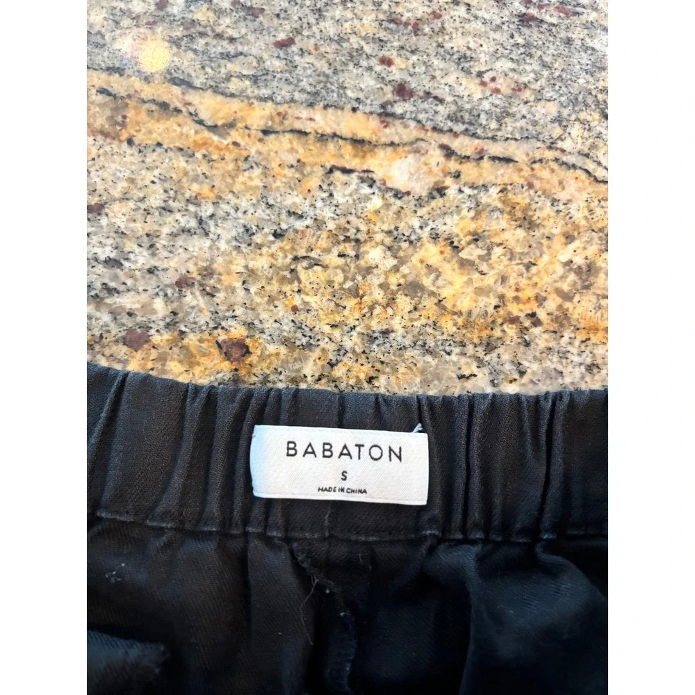 Babaton Women's Black Linen‎ Blend Jogger Pants Relaxed Everyday Comfort Size S